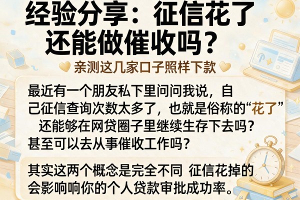 经验分享：征信花了还能做催收吗？亲测这几家口子照样下款