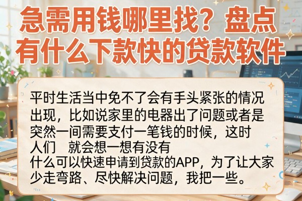 急需用钱哪里找？盘点有什么下款快的贷款软件