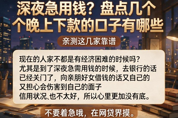 深夜急用钱？盘点几个晚上下款的口子有哪些，亲测这几家靠谱