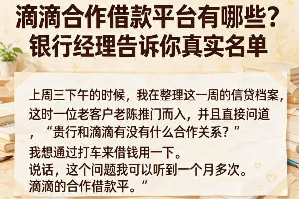 滴滴合作借款平台有哪些？银行经理告诉你真实名单