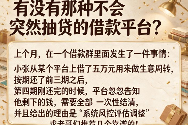 有没有那种不会突然抽贷的借款平台？求老哥们推荐几个靠谱的！