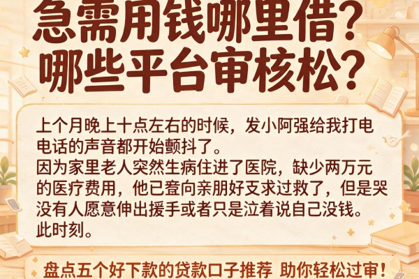 急需用钱哪里借？哪些平台审核松？盘点五个好下款的贷款口子推荐，助你轻松过审！