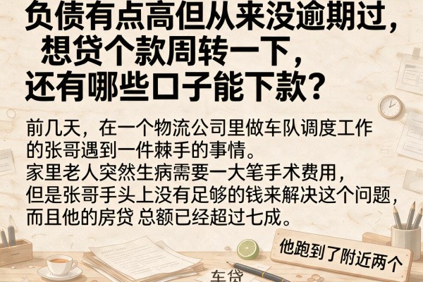 负债有点高但从来没逾期过，想贷个款周转一下，还有哪些口子能下款？