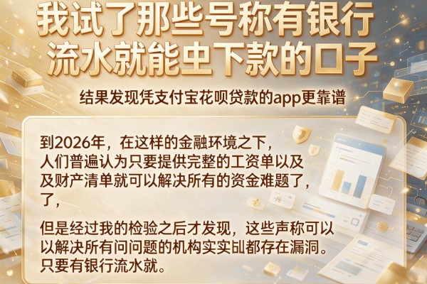 我试了那些号称有银行流水就能下款的口子，结果发现凭支付宝花呗贷款的app更靠谱