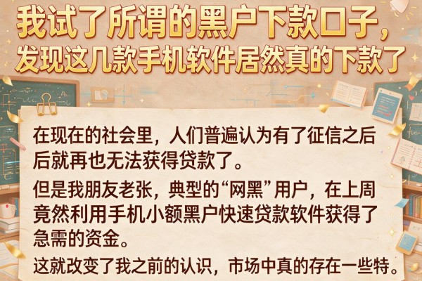 我试了所谓的黑户下款口子，发现这几款手机软件居然真的下款了