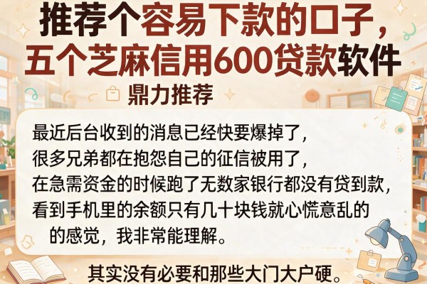 推荐个容易下款的口子，鼎力推荐五个芝麻信用600贷款软件