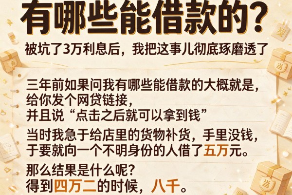 有哪些能借款的？被坑了3万利息后，我把这事儿彻底琢磨透了