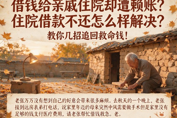 借钱给亲戚住院却遭赖账？住院借款不还怎么样解决？教你几招追回救命钱！