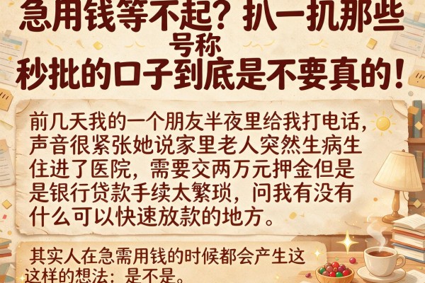急用钱等不起？扒一扒那些号称秒批的口子到底是不是真的！