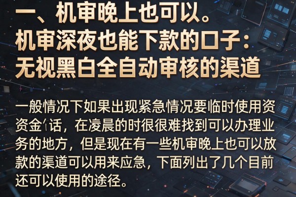 机审深夜也能下款的口子：无视黑白全自动审核的渠道