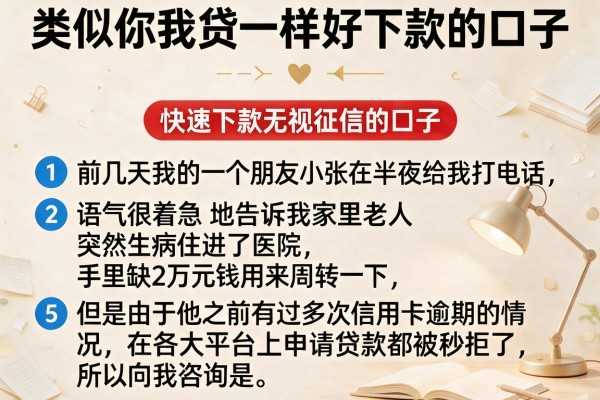 类似你我贷一样好下款的口子，条列5个快速下款无视征信的口子