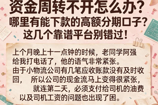 资金周转不开怎么办？哪里有能下款的高额分期口子？这几个靠谱平台别错过！