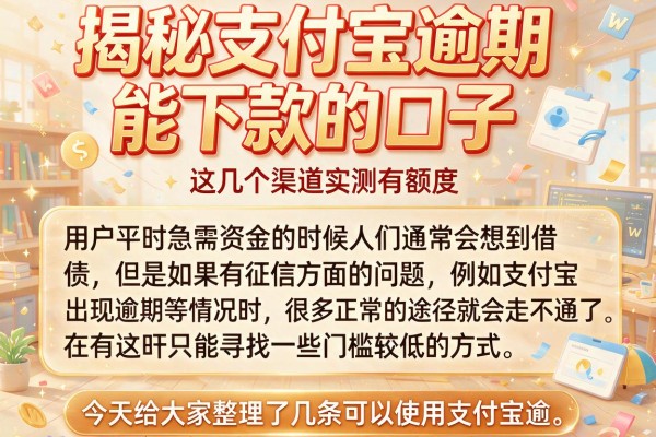 揭秘支付宝逾期能下款的口子，这几个渠道实测有额度