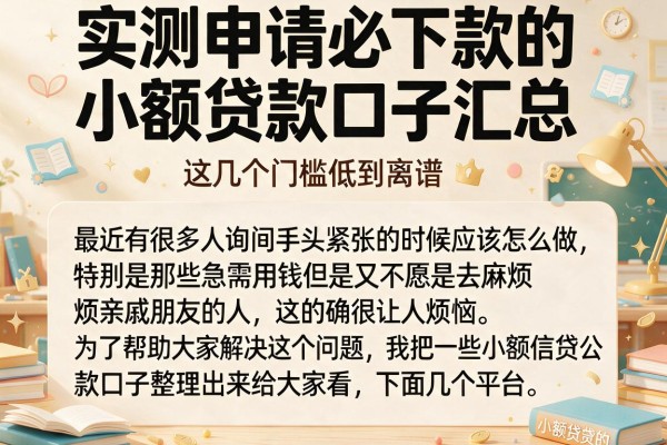实测申请必下款的小额贷款口子汇总,这几个门槛低到离谱