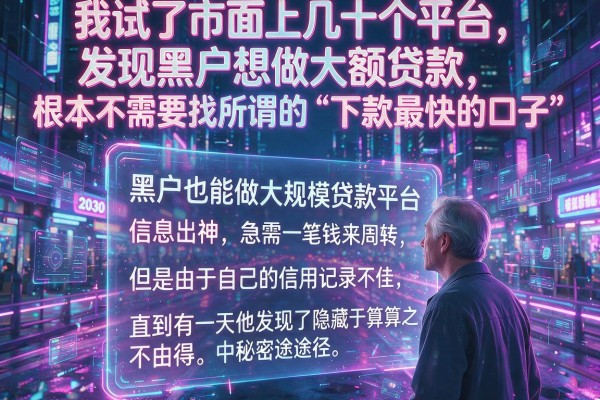 我试了市面上几十个平台，发现黑户想做大额贷款，根本不需要找所谓的“下款最快的口子”