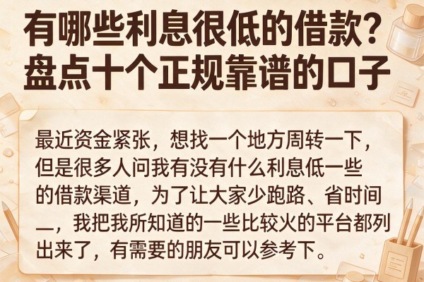 有哪些利息很低的借款？盘点十个正规靠谱的口子