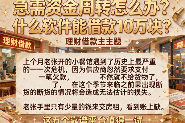 急需资金周转怎么办？什么软件能借款10万块？这五个靠谱平台值得一试