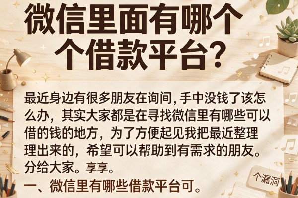 微信里面有哪个借款平台？实测这几个容易过，分享给大家