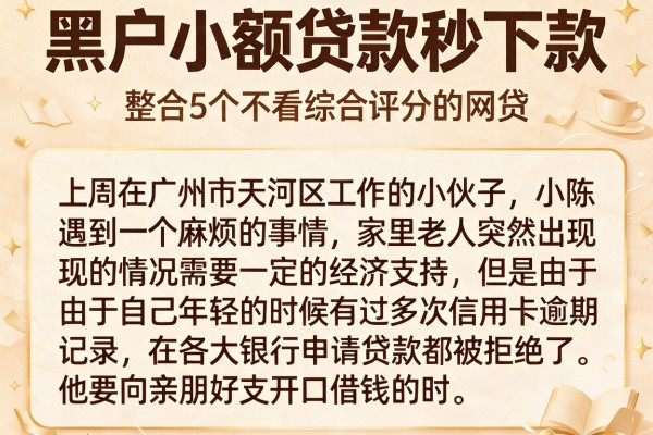 黑户小额贷款秒下款，整合5个不看综合评分的网贷