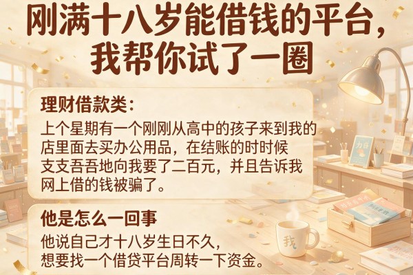 刚满十八岁能借钱的平台，我帮你试了一圈