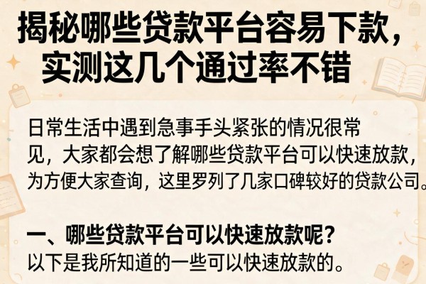 揭秘哪些贷款平台容易下款，实测这几个通过率不错