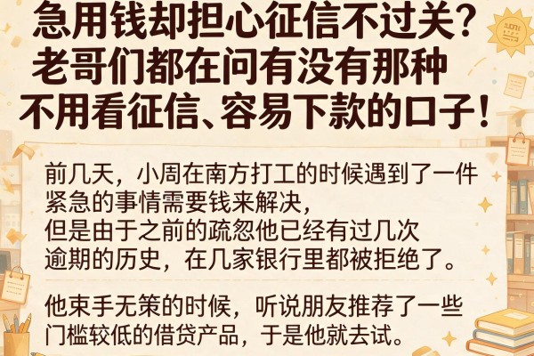 急用钱却担心征信不过关？老哥们都在问有没有那种不用看征信、容易下款的口子！