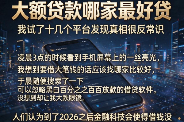 大额贷款哪家最好贷，我试了十几个平台发现真相很反常识