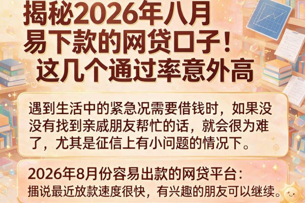 揭秘2026年八月易下款的网贷口子，这几个通过率意外高