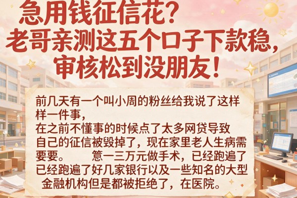 急用钱征信花？老哥亲测这五个口子下款稳，审核松到没朋友！
