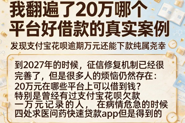 我翻遍了20万哪个平台好借款的真实案例，发现支付宝花呗逾期万元还能下款纯属侥幸