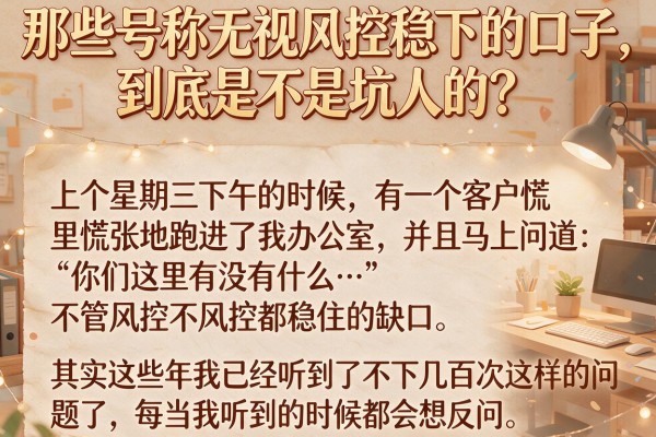 那些号称无视风控稳下的口子,到底是不是坑人的?