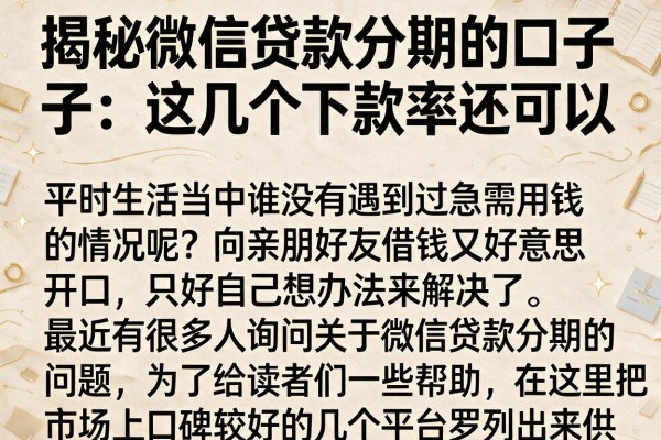 揭秘微信贷款分期的口子：这几个下款率还可以