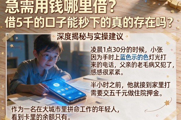 急需用钱哪里借?借5千的口子能秒下的真的存在吗?深度揭秘与实操建议