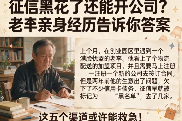 征信黑花了还能开公司？老李亲身经历告诉你答案，这五个渠道或许能救急！