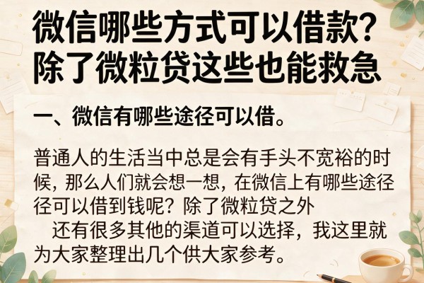 微信哪些方式可以借款？除了微粒贷这些也能救急