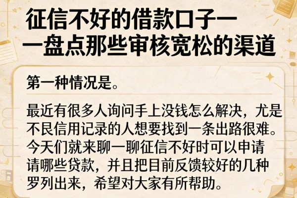 征信不好的借款口子一一盘点那些审核宽松的渠道