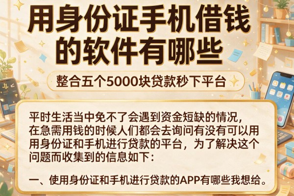 用身份证手机借钱的软件有哪些，整合五个5000块贷款秒下平台