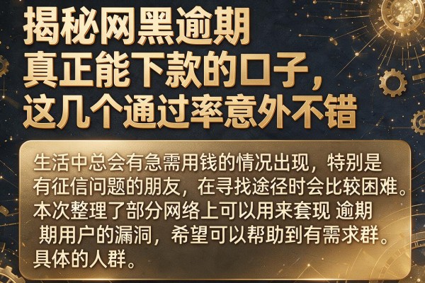 揭秘网黑逾期真正能下款的口子，这几个通过率意外不错