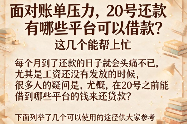 面对账单压力，20号还款有哪些平台可以借款？这几个能帮上忙