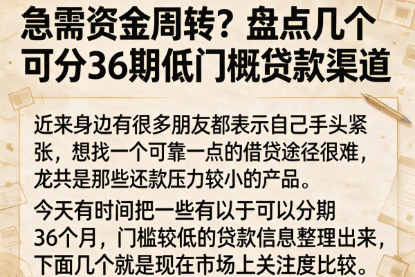 急需资金周转？盘点几个可分36期低门槛贷款渠道