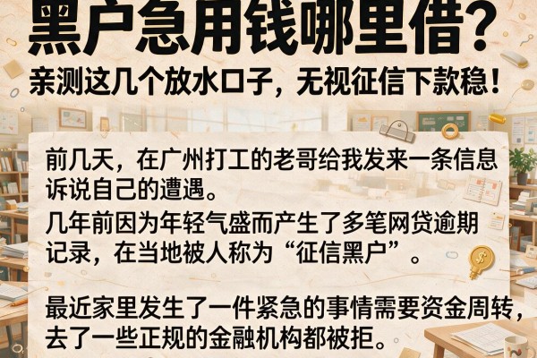 黑户急用钱哪里借？亲测这几个放水口子，无视征信下款稳！