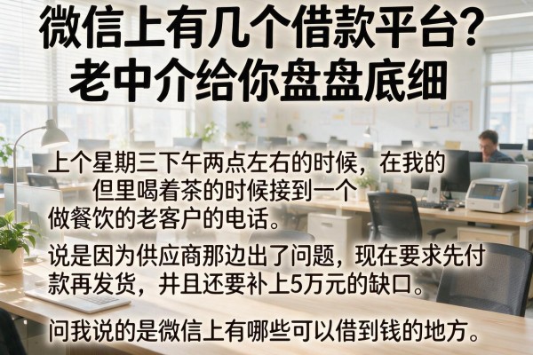 微信上有几个借款平台?老中介给你盘盘底细