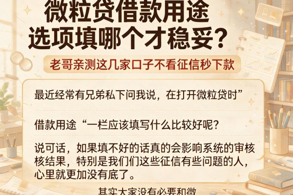 微粒贷借款用途选项填哪个才稳妥？老哥亲测这几家口子不看征信秒下款