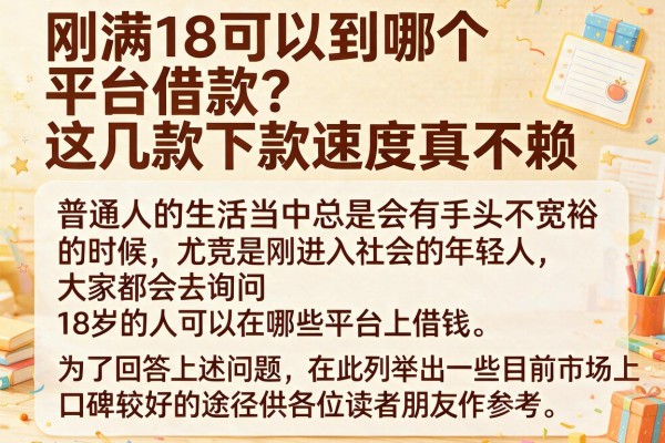 刚满18可以到哪个平台借款？这几款下款速度真不赖
