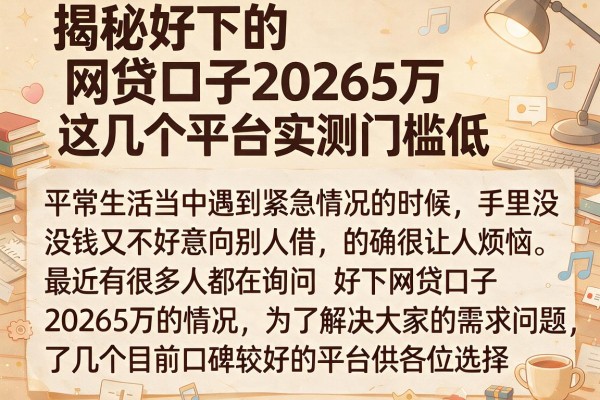揭秘好下的网贷口子20265万，这几个平台实测门槛低