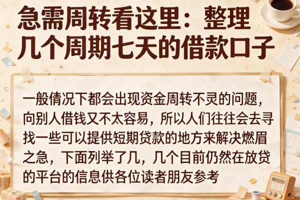 急需周转看这里：整理几个周期七天的借款口子