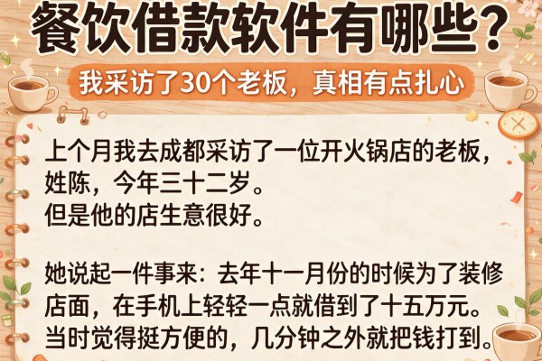 餐饮借款软件有哪些？我采访了30个老板，真相有点扎心