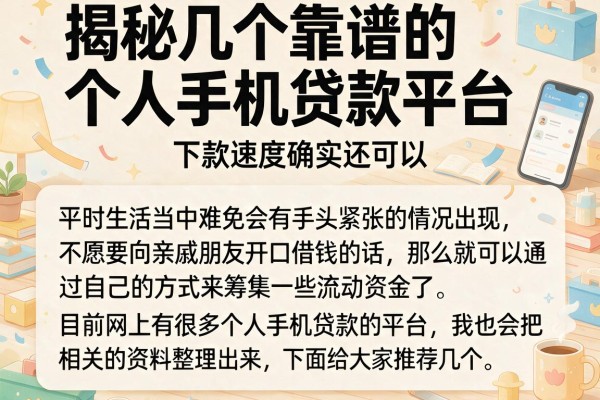 揭秘几个靠谱的个人手机贷款平台，下款速度确实还可以