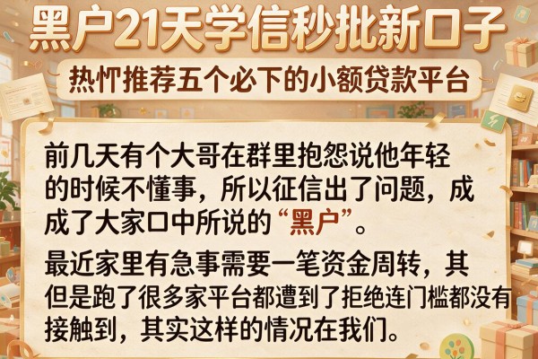 黑户21天学信秒批新口子，热忱推荐五个必下的小额贷款平台