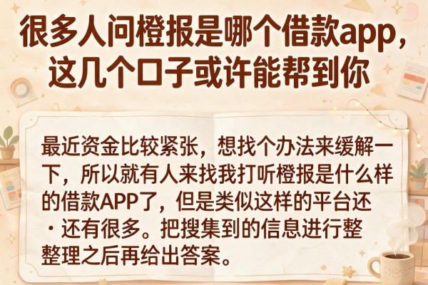 很多人问橙报是哪个借款app，这几个口子或许能帮到你